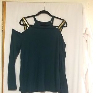 Green with Gold beading on shoulders